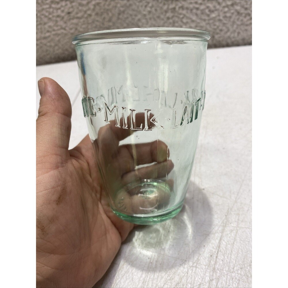 Amici Home Italian Glass Tumbler Recycled Green Glass Euro Milk Drinkware 13 oz